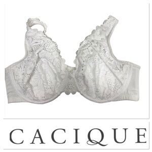 Cacique unlined full coverage white lace bra size 42DD